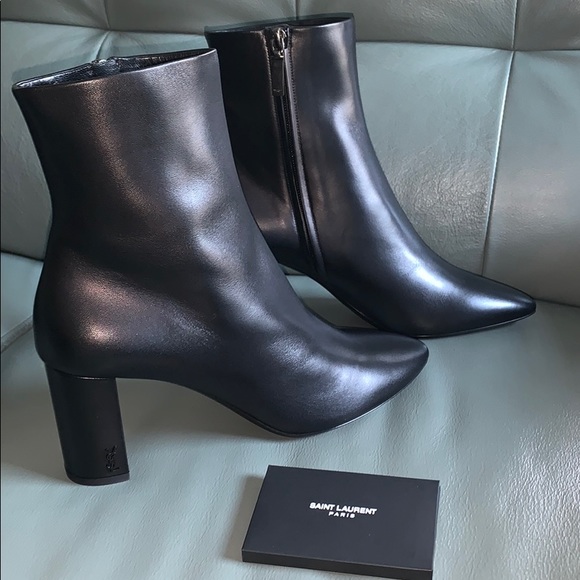 Lou YSL logo Block Heel Booties - Picture 1 of 16